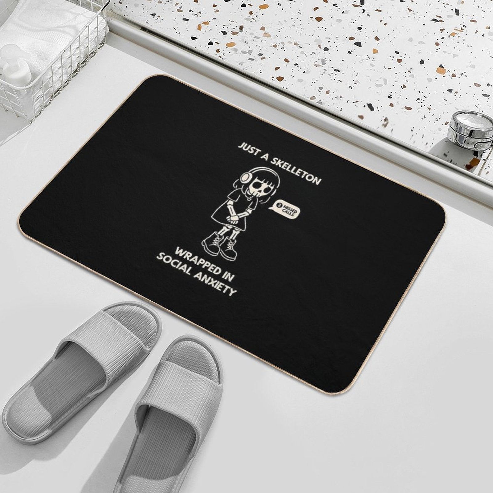 Just A Skeleton Wrapped in Social Anxiety  Easy To Clean Bath Mat