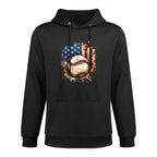 Patriotic Baseball 4th Of July Men USA American Flag Boys Breathable Fabric Hoodie