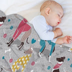 Greyhounds Dogwalk  Grey Background Durable Throw Blanket