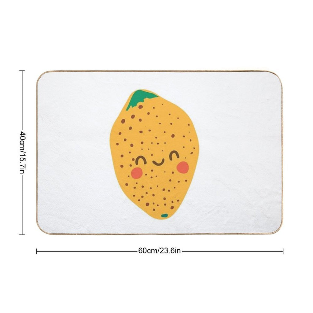 Lemon. Cute Fruit in Flat, Minimalistic Style  Stain-Proof Bath Mat