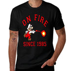 Super Mario Bros On Fire Since 1985 Red Text Collegiate  Slim-fit Cut T-Shirt