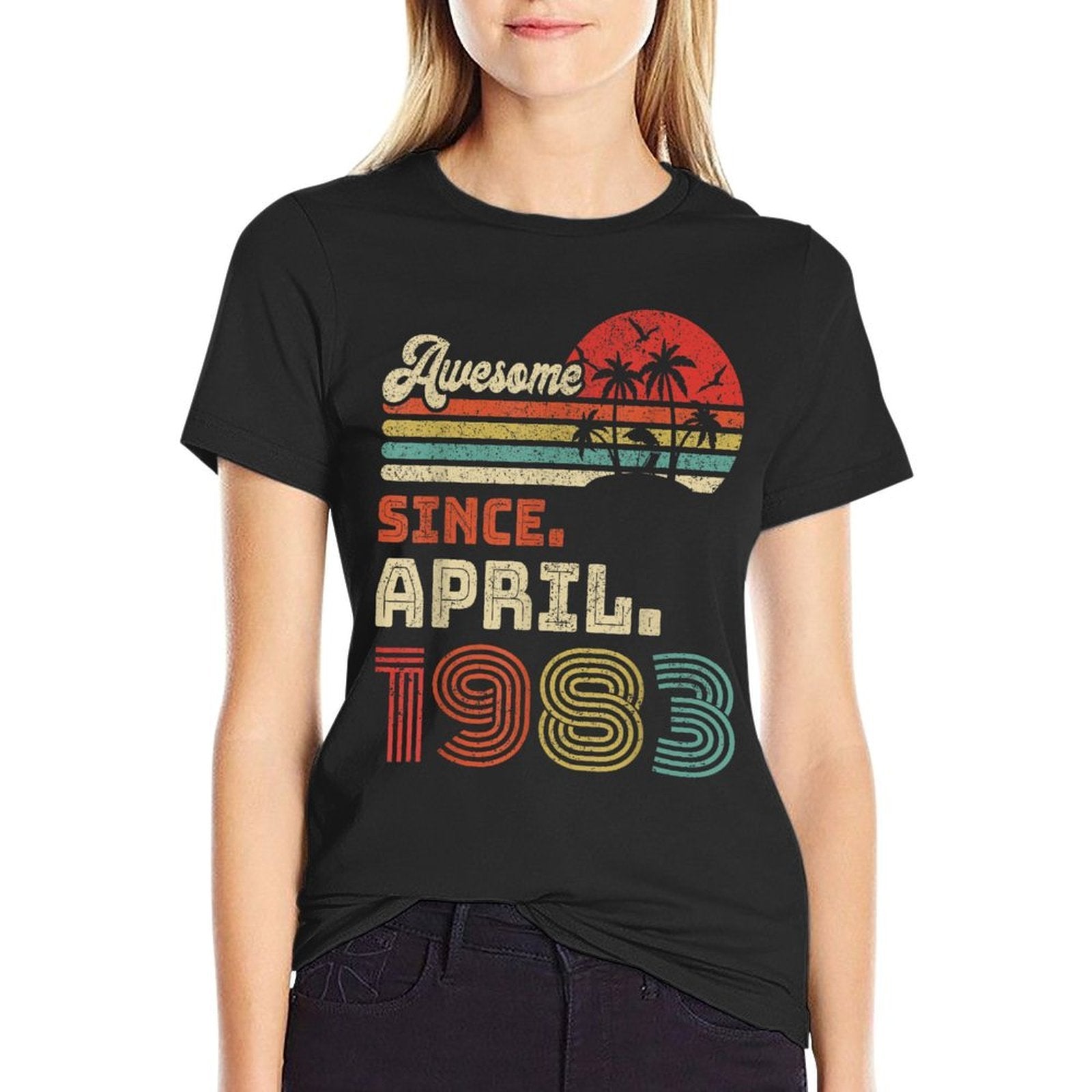 40 Year Old Awesome Since April 1983 40th Birthday  Polyester Blend T-Shirt