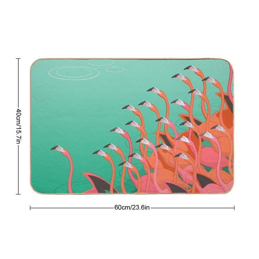 Fresco of The Flamingoes  Easy Maintenance Bath Mat