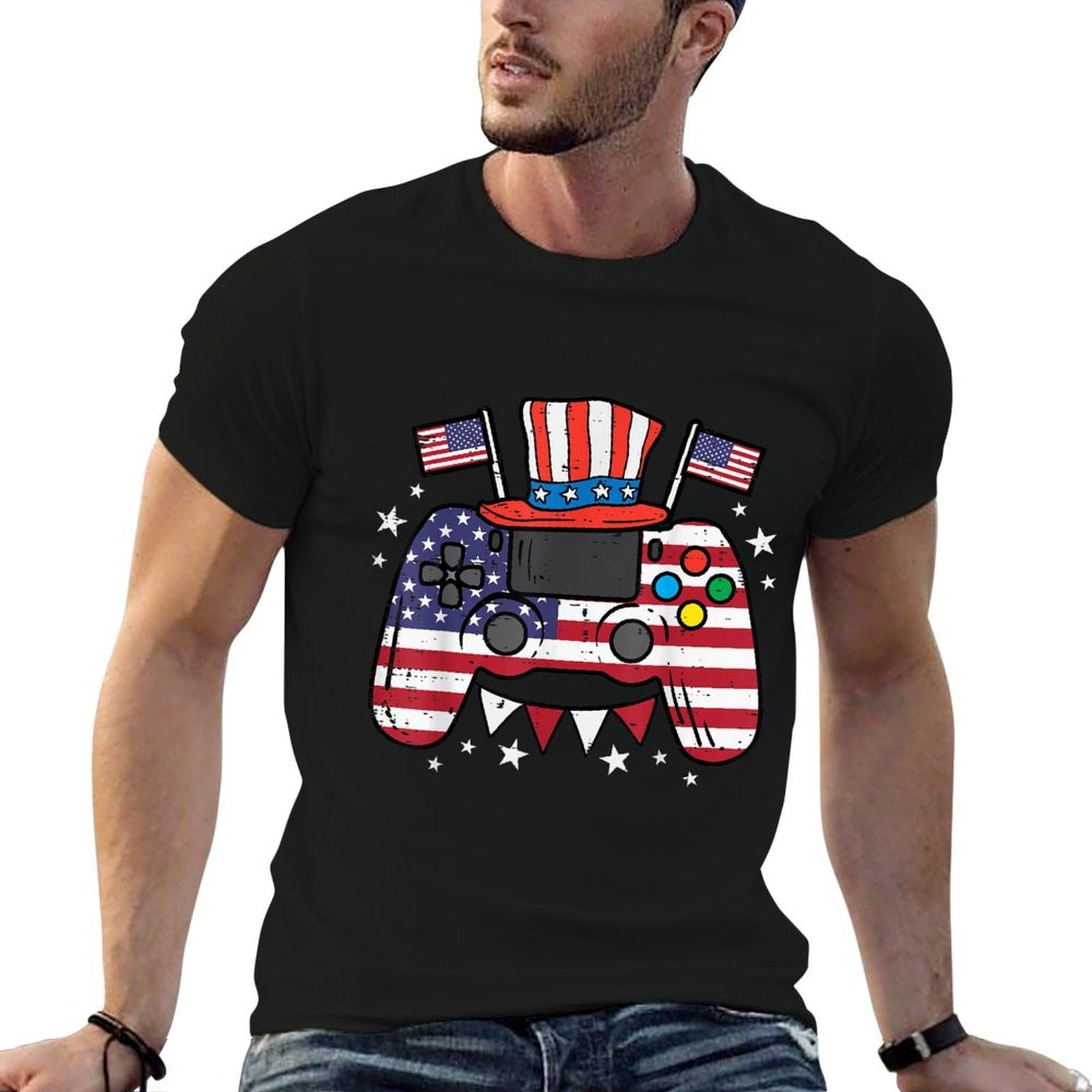 4th Of July Video Gamer US Gaming Patriot Boys Kids Men  Quick-drying T-Shirt