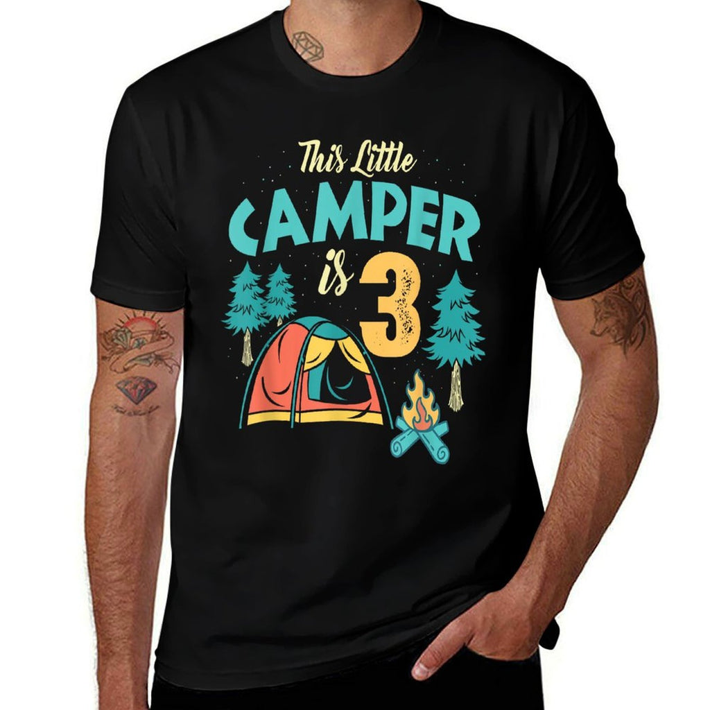 3rd Birthday This Little Camper Is 3 Years Old Bday  Trendy Pattern T-Shirt