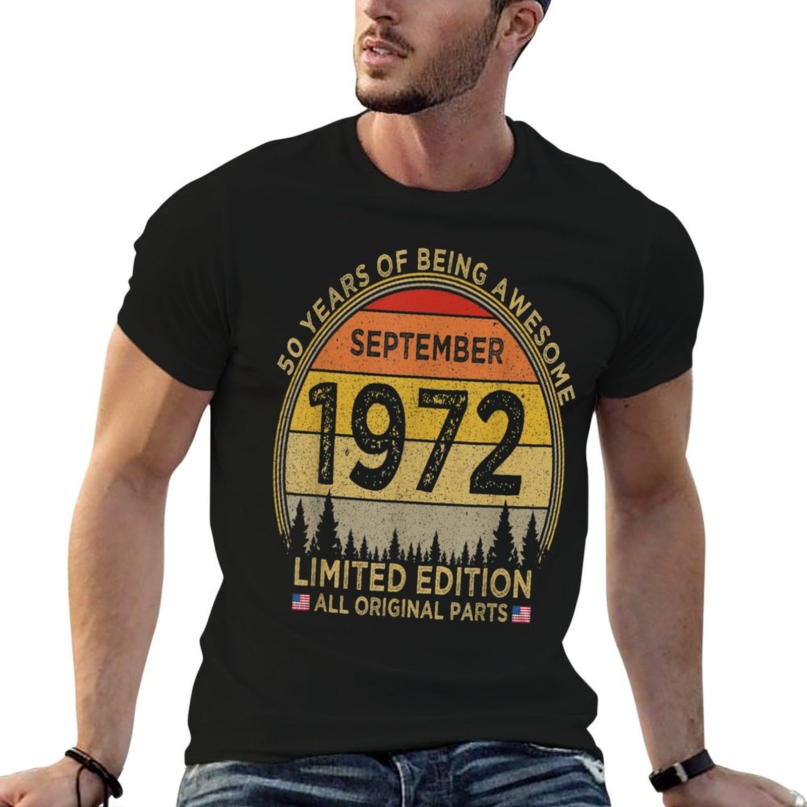 50th Birthday September 1972 Limited Edition Patriotic  Tagless Design T-Shirt