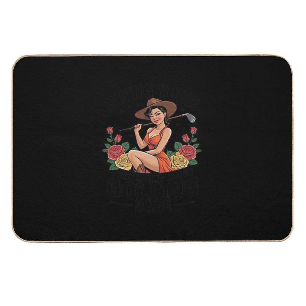 Cowgirl Golfing Babe Gift For Her  Fade-Resistant Bath Mat
