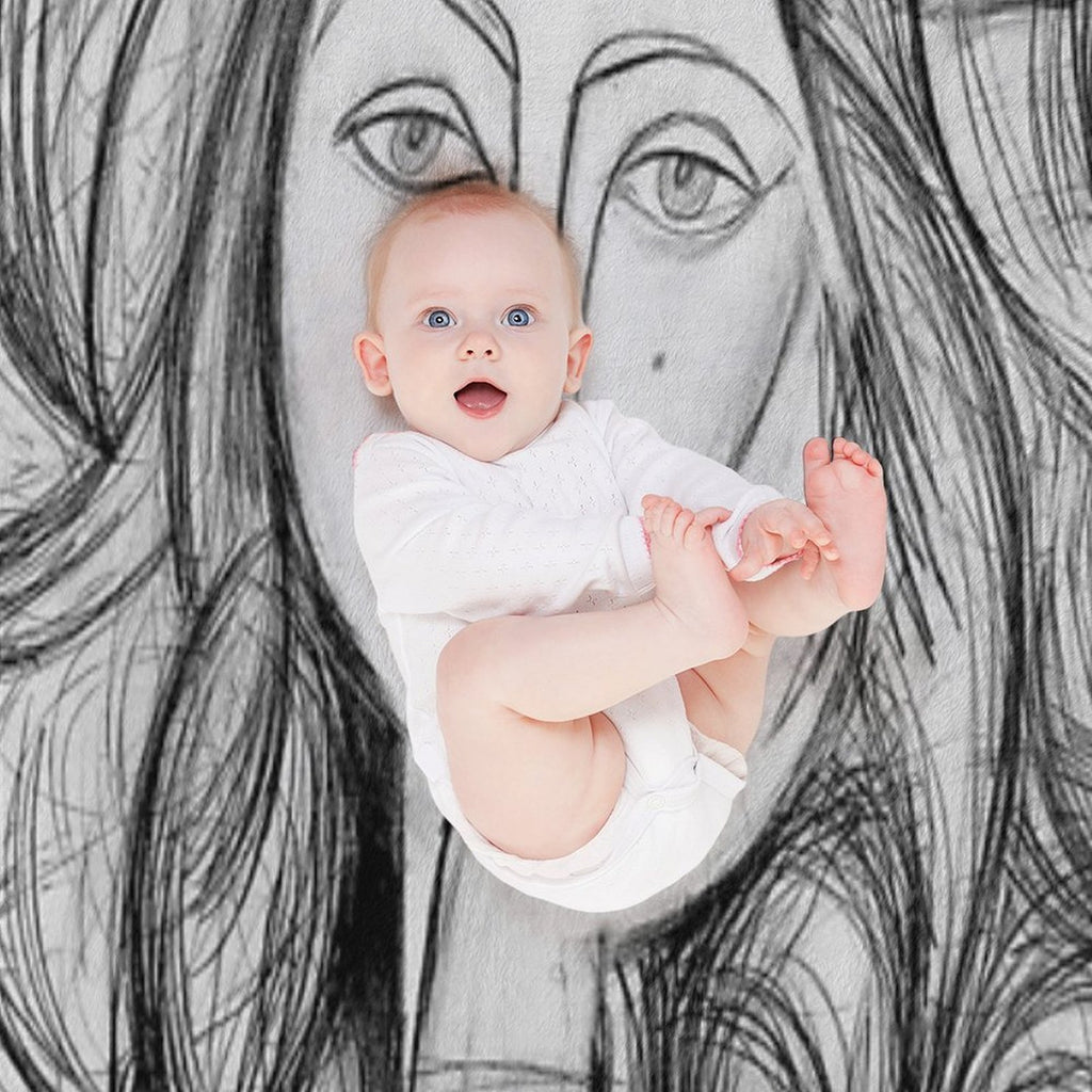 FRANCOISE 1946  Vintage Abstract Charcoal Print All-season Throw Blanket