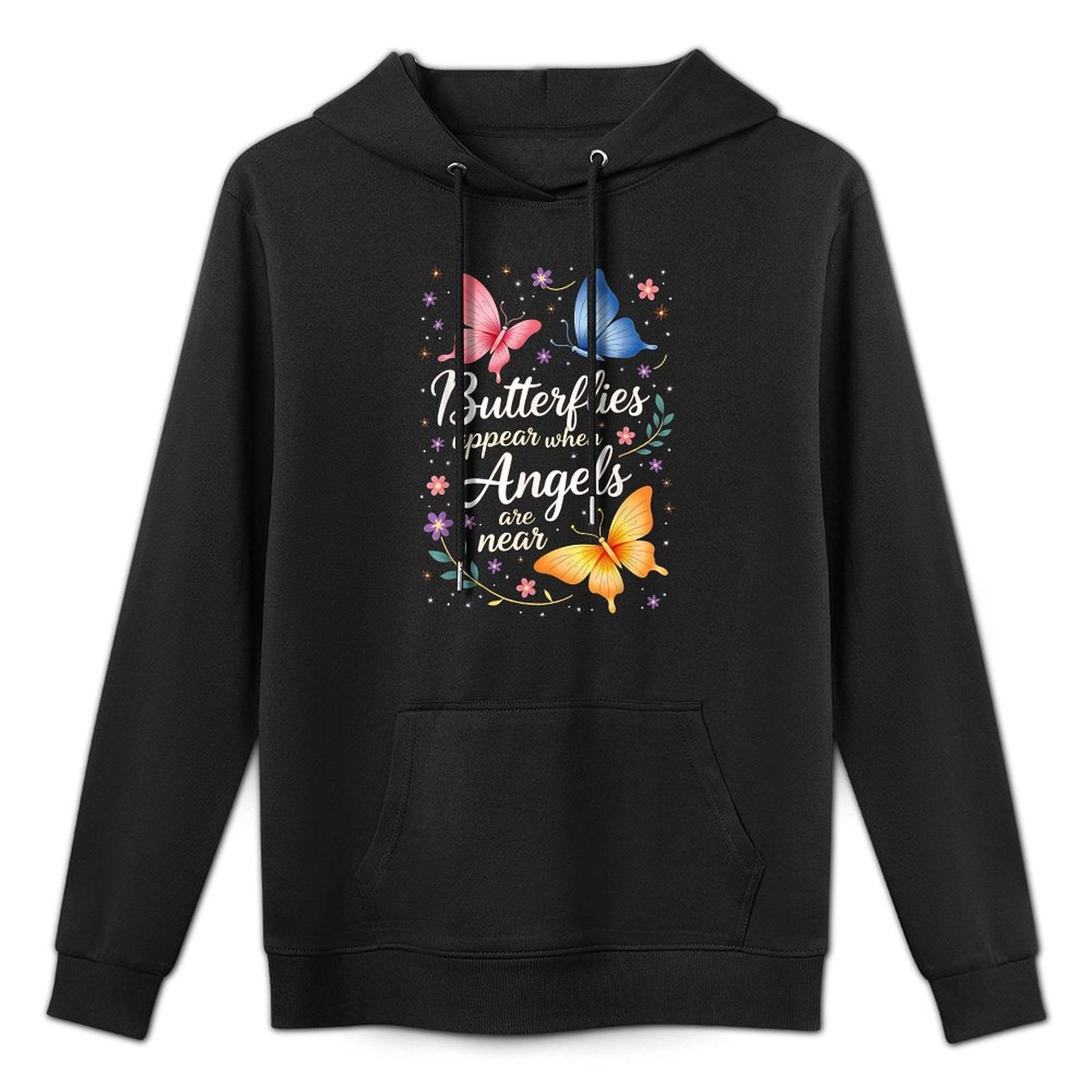 Nature Flowers Butterflies Appear When Angels Are Near Quote Adjustable Hood Hoodie