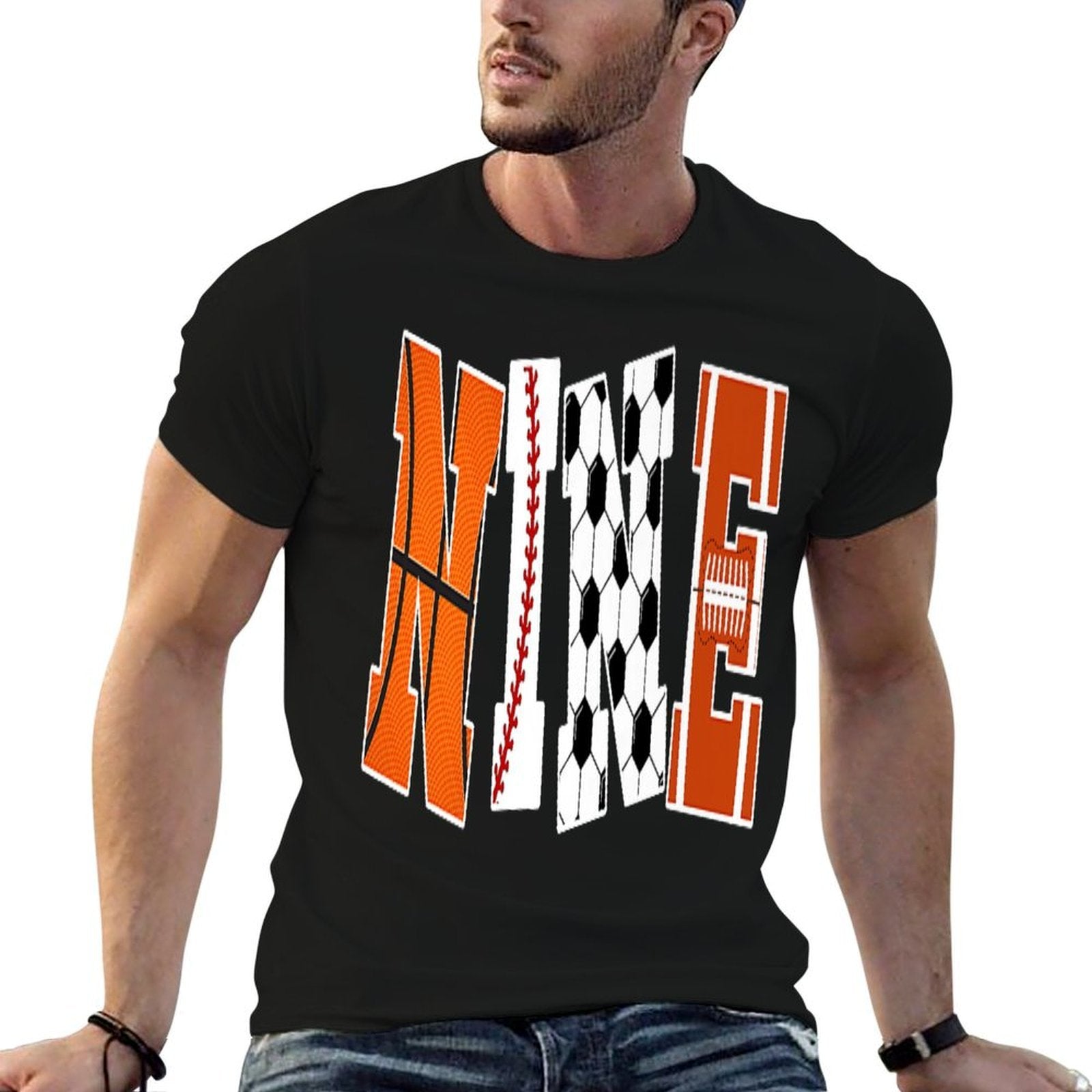 9th Birthday Sports Birthday Party 9 Year Old Boy Premium  Heathered Texture T-Shirt
