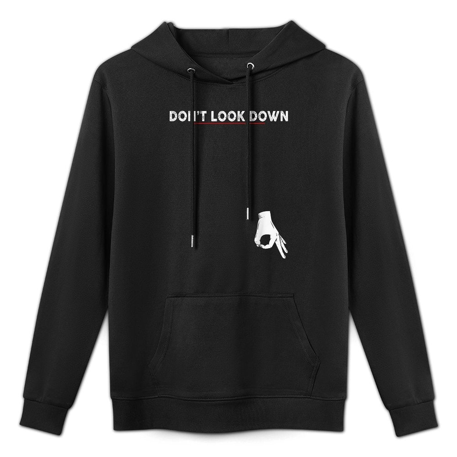 Dont Look Down Okay Hand Funny Gift - Black, Unisex-Adults, Humorous Modern,, Crew Neck, Regular Fit, Polyester 100, Cotton Ble Shape Retention Hoodie