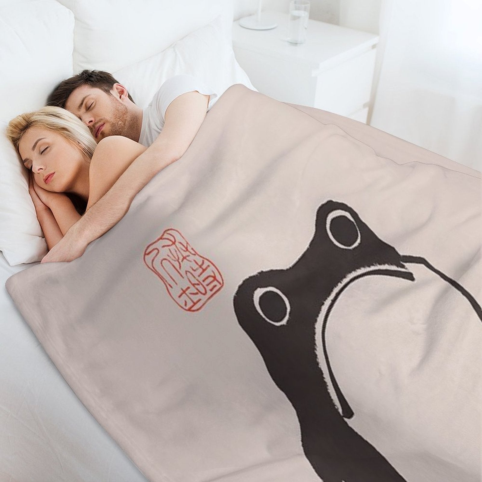 Matsumoto Hoji Frog Art Vintage Japanese Woodblock Artwork Wrinkle-free Throw Blanket