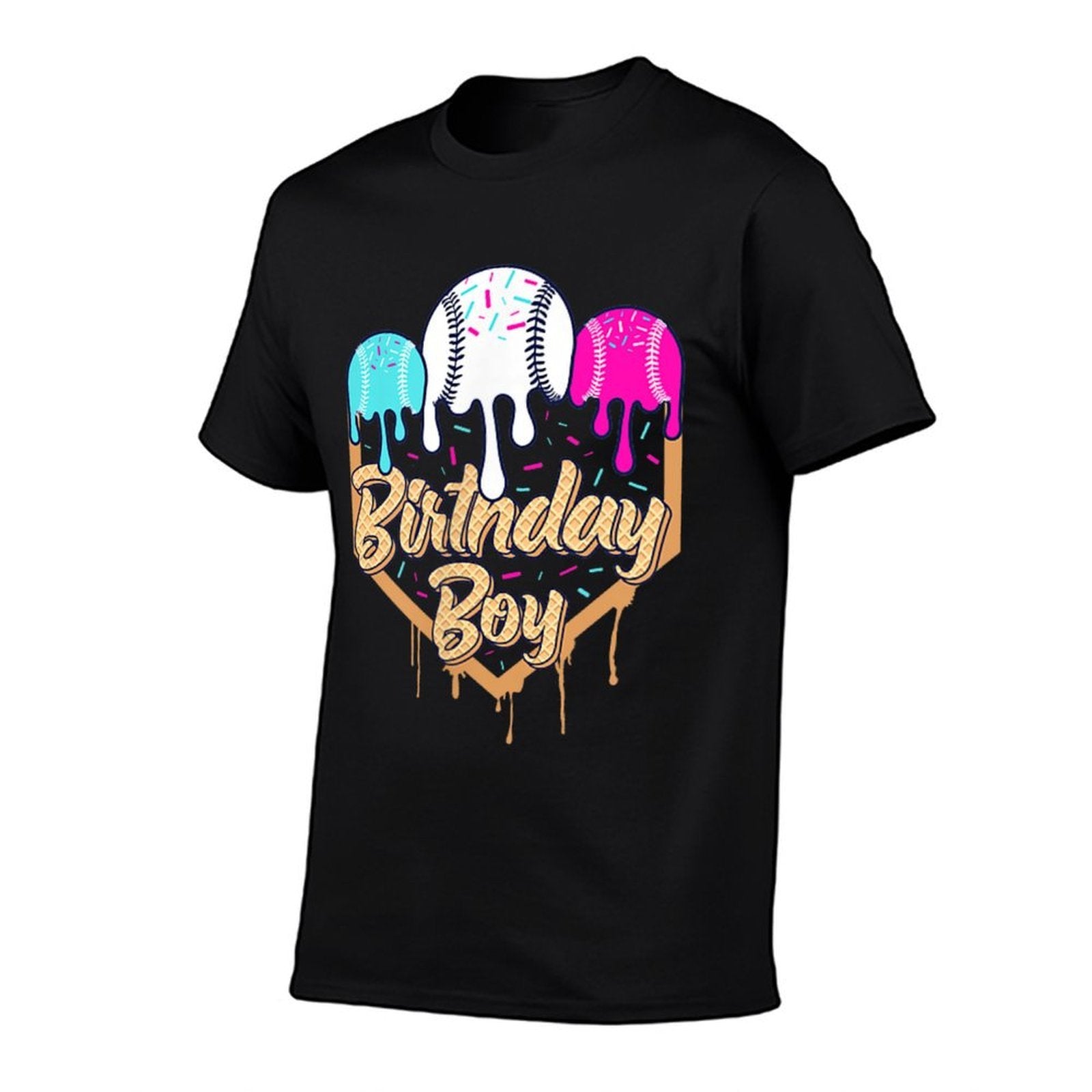 7th Birthday Baseball Ice Cream Drip Sprinkles 7 Year Old  Affordable Price T-Shirt