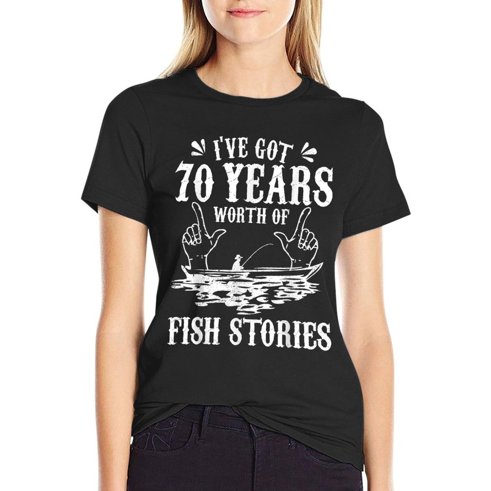 70th Birthday Fisherman T Funny Bass Fishing Gift Idea  Trendy Pattern T-Shirt