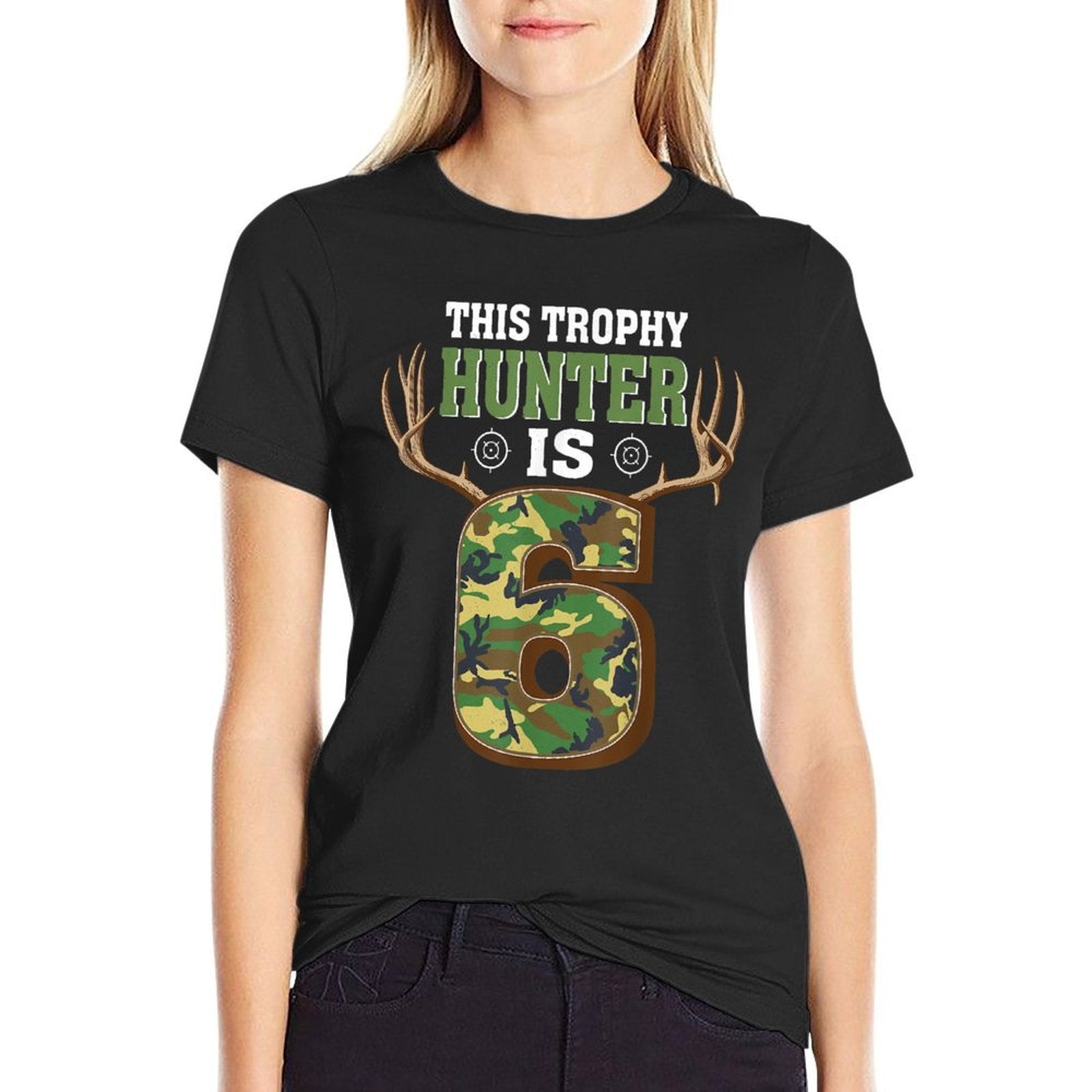 6 Year Old Hunting 6th Birthday Party Deer Hunter  Slim-fit Cut T-Shirt