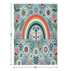 Blue Serene Folk Butterfly with Rainbow - Scandinavian Folk Art by Heidiannemorris © Durable Throw Blanket