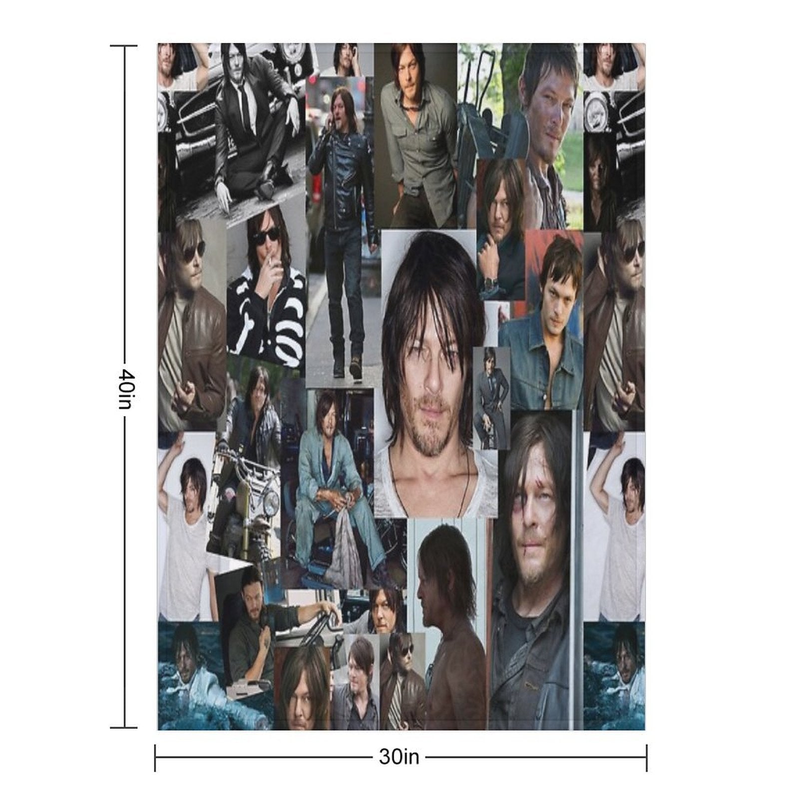Norman Reedus Fan Made Assorted Random Photo Collage Machine-washable Throw Blanket
