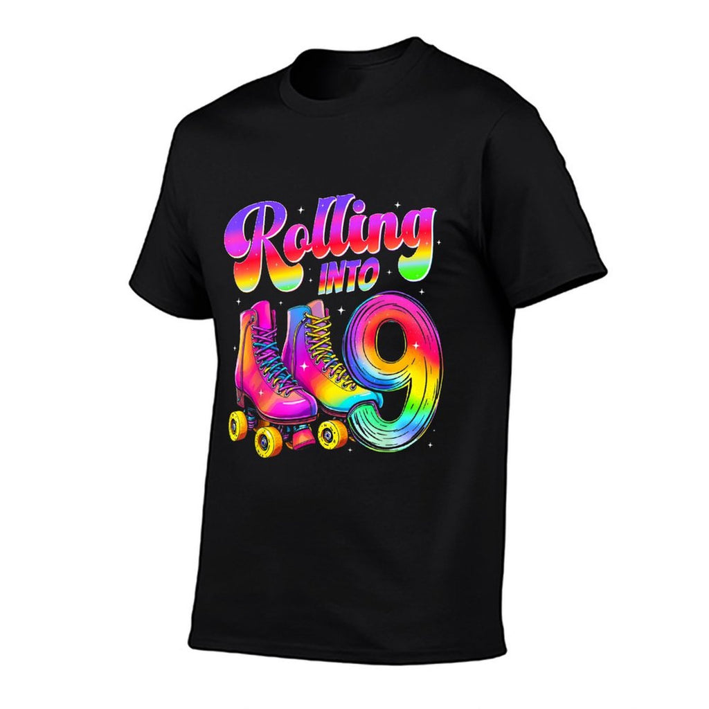 9th Birthday Girl Nine 9 Year Old Roller Skate Skating Party  Breathable T-Shirt