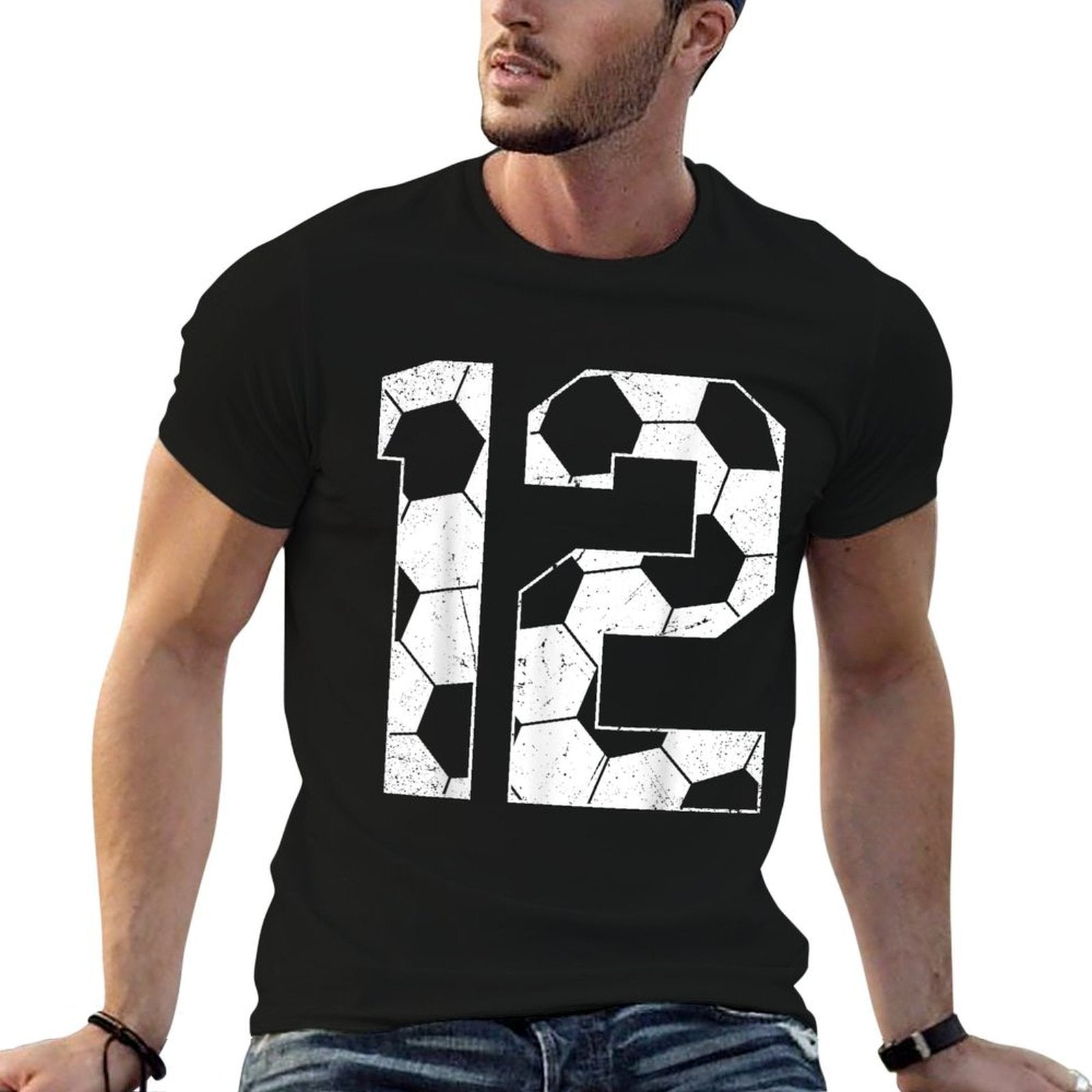 12th Birthday Boy Soccer Player Football 12 Years Old  Rolled Sleeves T-Shirt