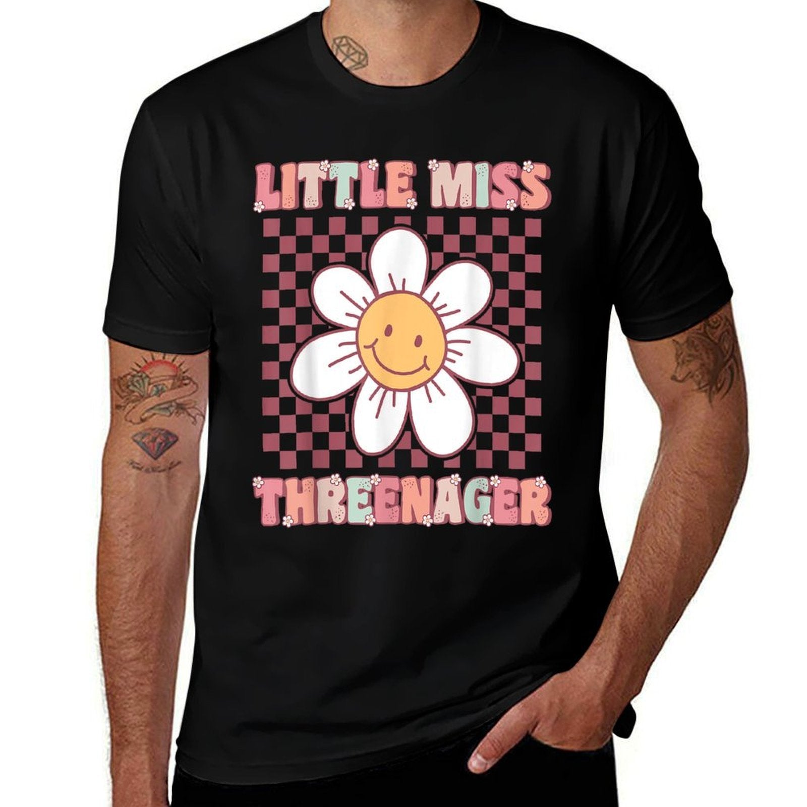 Little Miss Threenager Cute Groovy 3rd Birthday Party Flower  Breathable T-Shirt