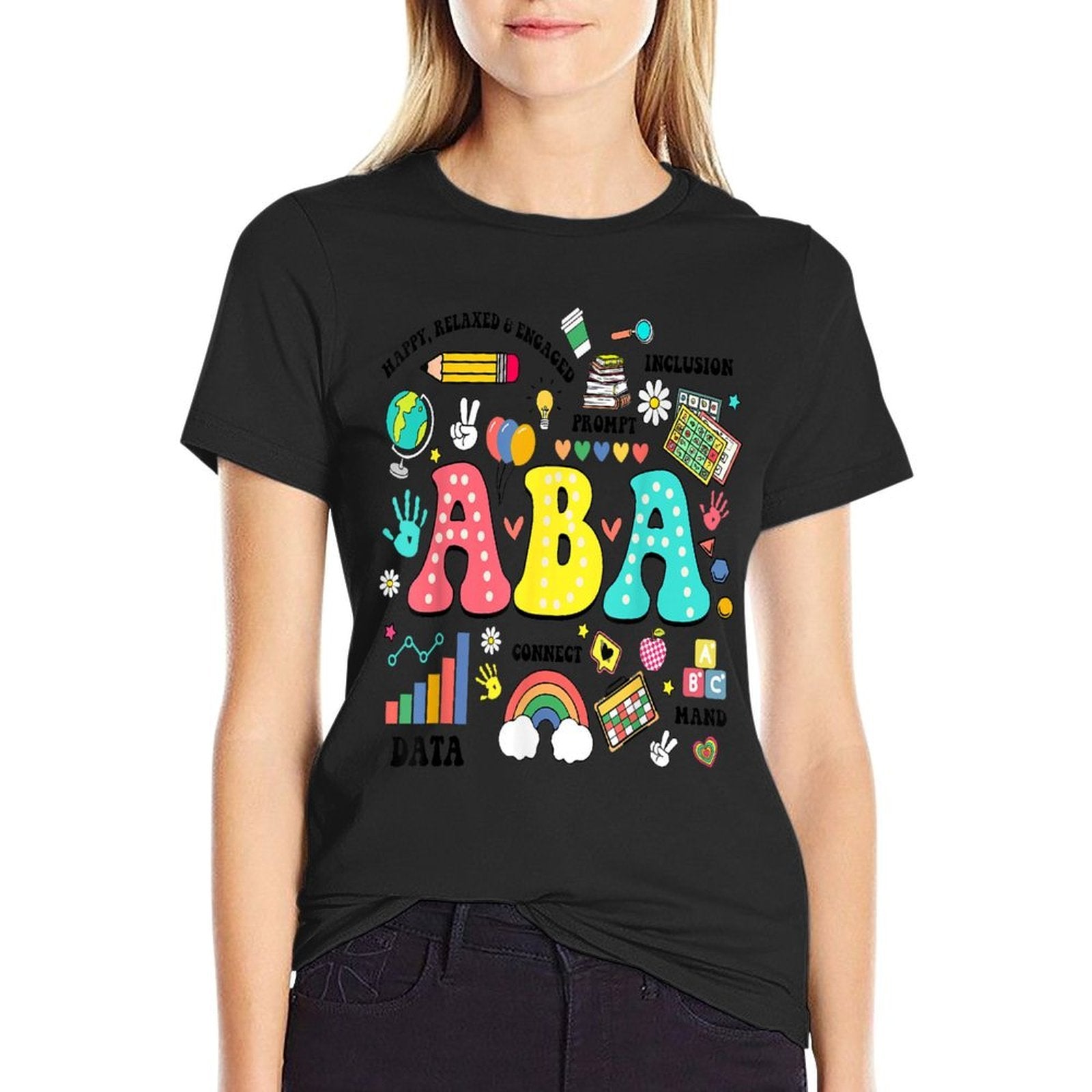 ABA Therapist Behavior Analyst Autism Therapy RBT Floral  Trendy Pattern T-Shirt