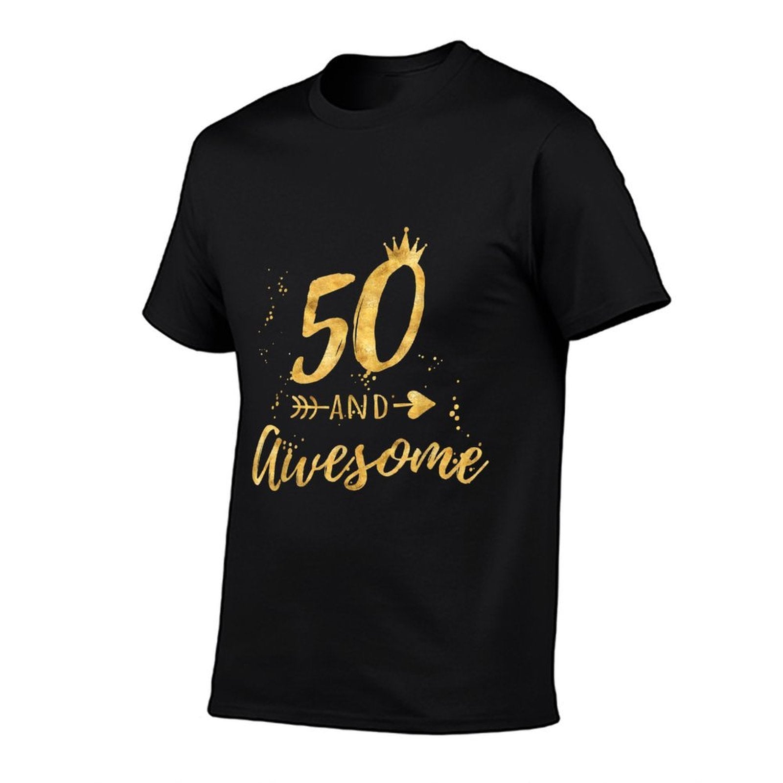 50th Birthday for Women - 50 And Awesome Gift  Ribbed Collar T-Shirt