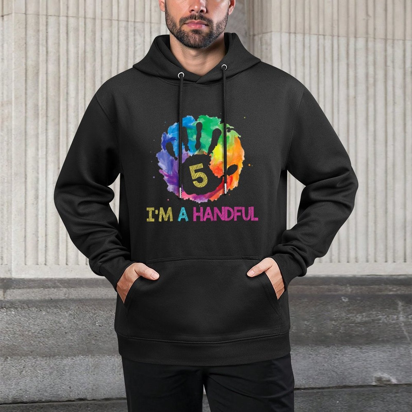 Kids I&#39;m A Handful Five Year Old Gift Cute 5th Birthday Shrink-Resistant Hoodie