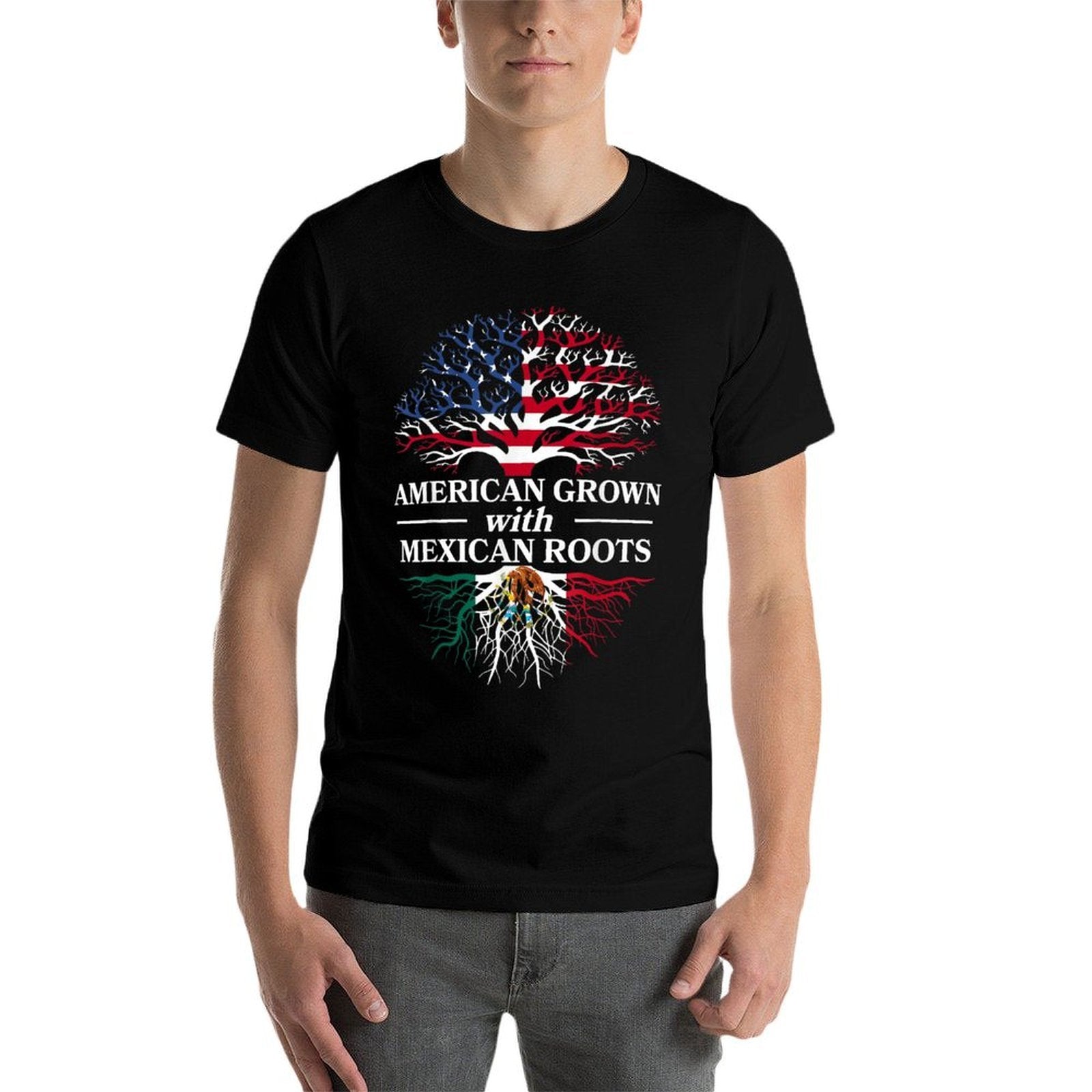 American Grown Mexican Roots Mexico Country Lover Proud Us  Moisture-wicking T-Shirt