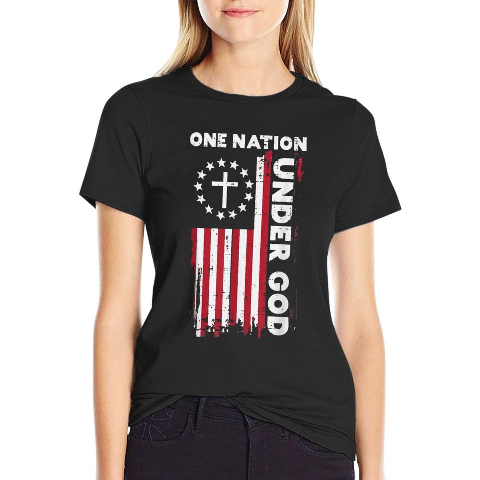 American One Nation Under God 4th Of July Christian  Durable T-Shirt