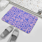 Shapes And Glyphs - Bold Brushstroke Abstract in Pink And Blue  Long-Lasting Bath Mat