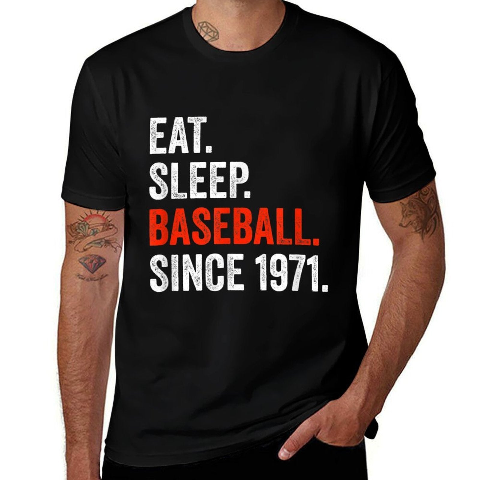 50th Birthday Baseballs Eat Sleep Since 1971 Men Women  Odor-resistant T-Shirt