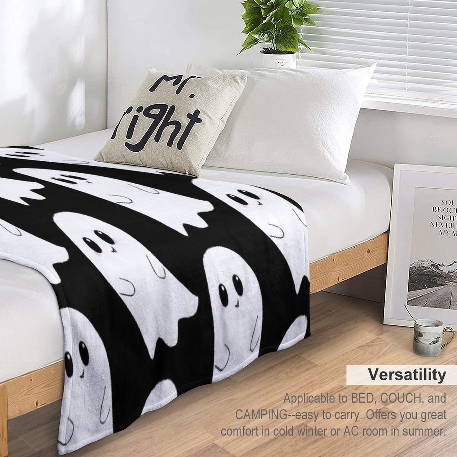 Cute Ghost Easy Care Throw Blanket