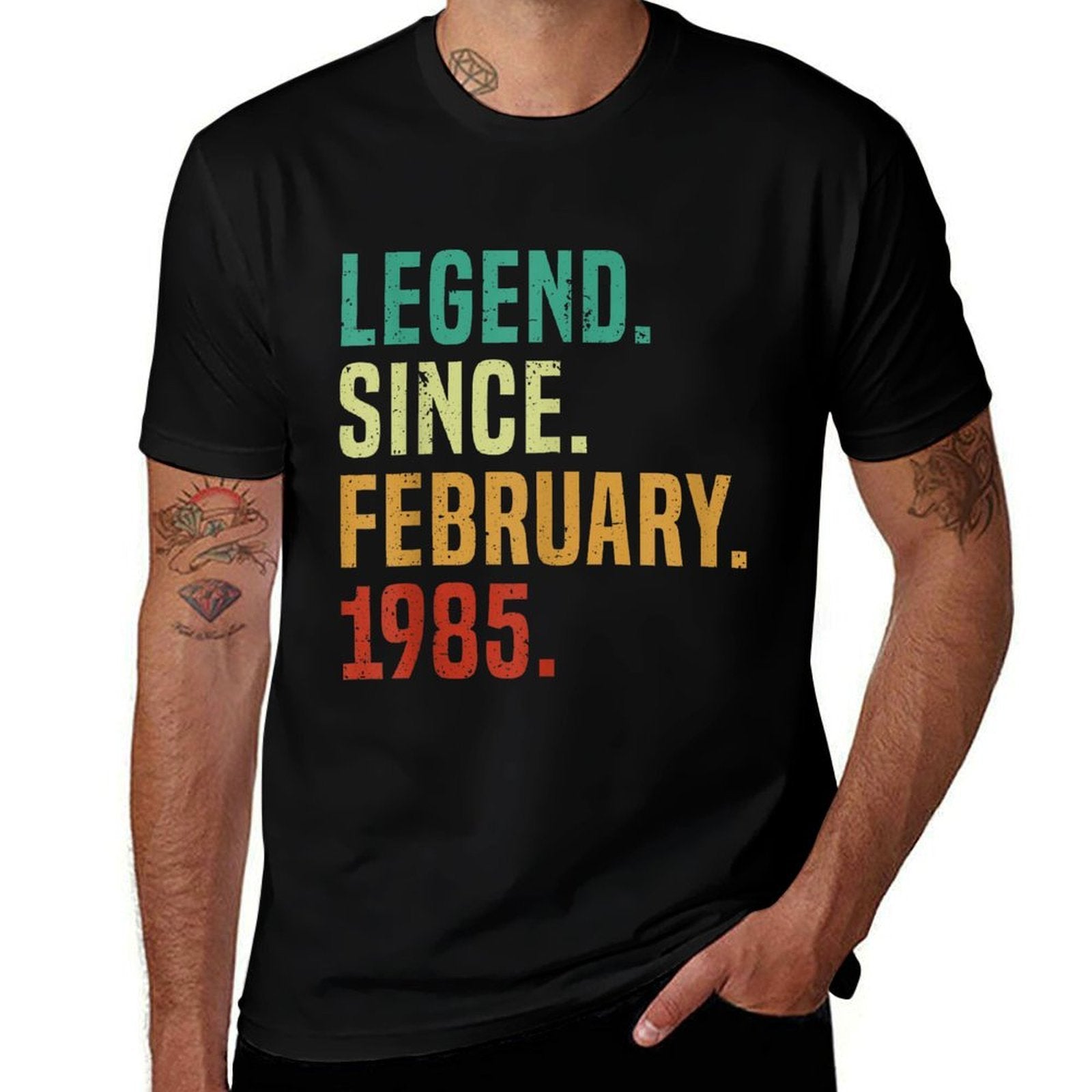 40 Years Old Legend Since February 1985 40th Birthday  Heathered Texture T-Shirt
