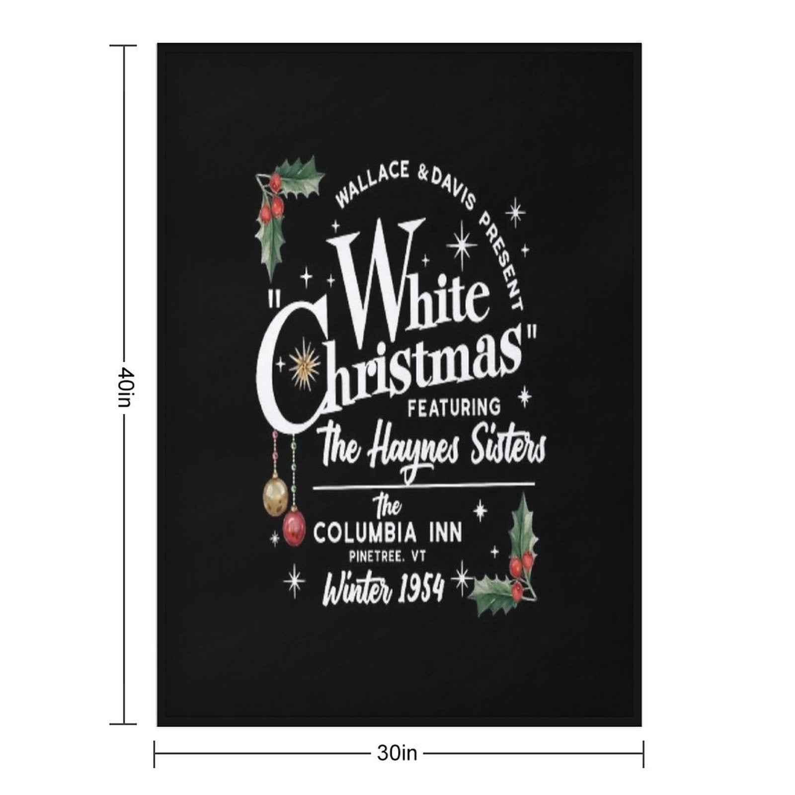 Vintage White Christmas Movie Machine-washable Throw Blanket
