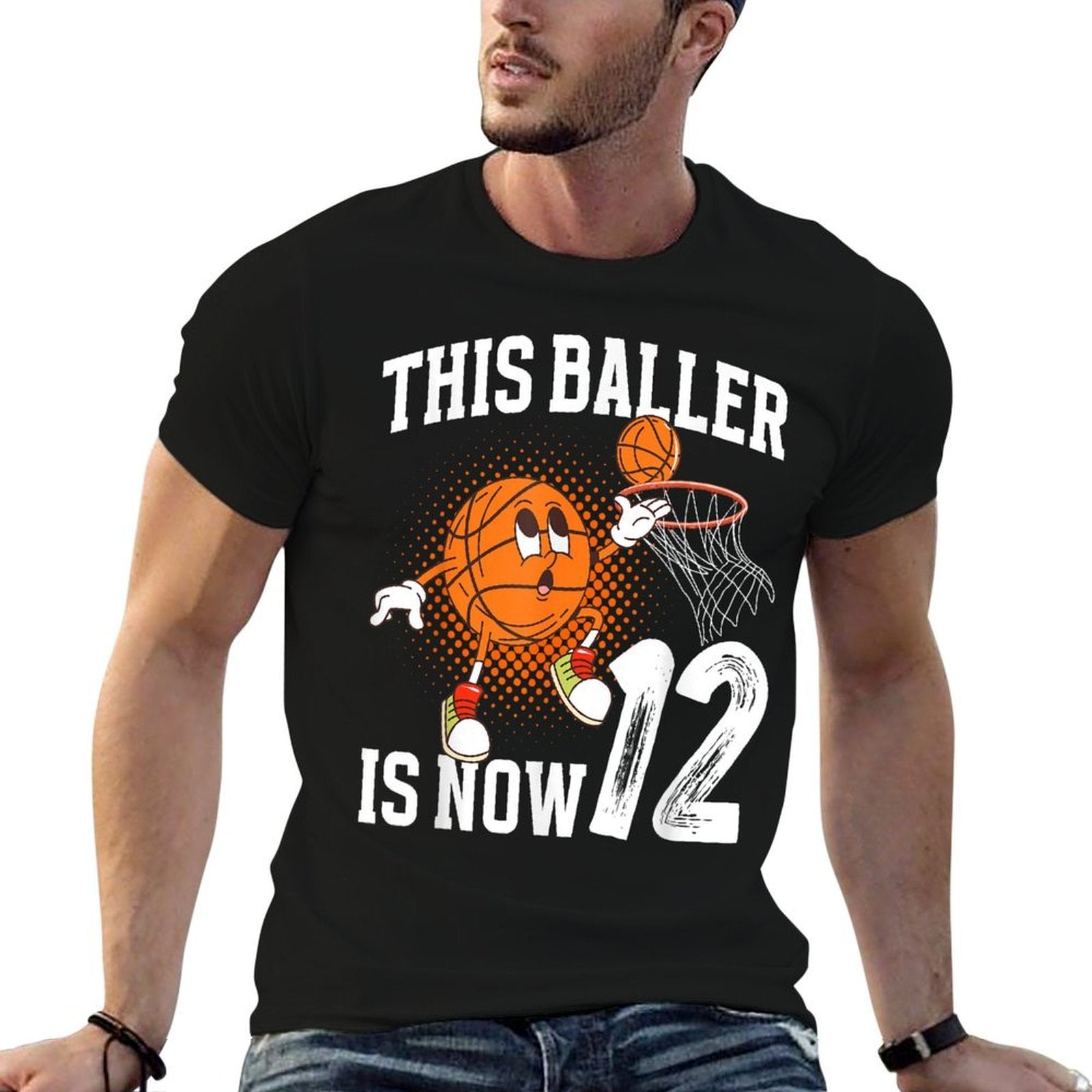 12th Basketball Birthday Twelve Year Old Basketball Player  Cotton T-Shirt