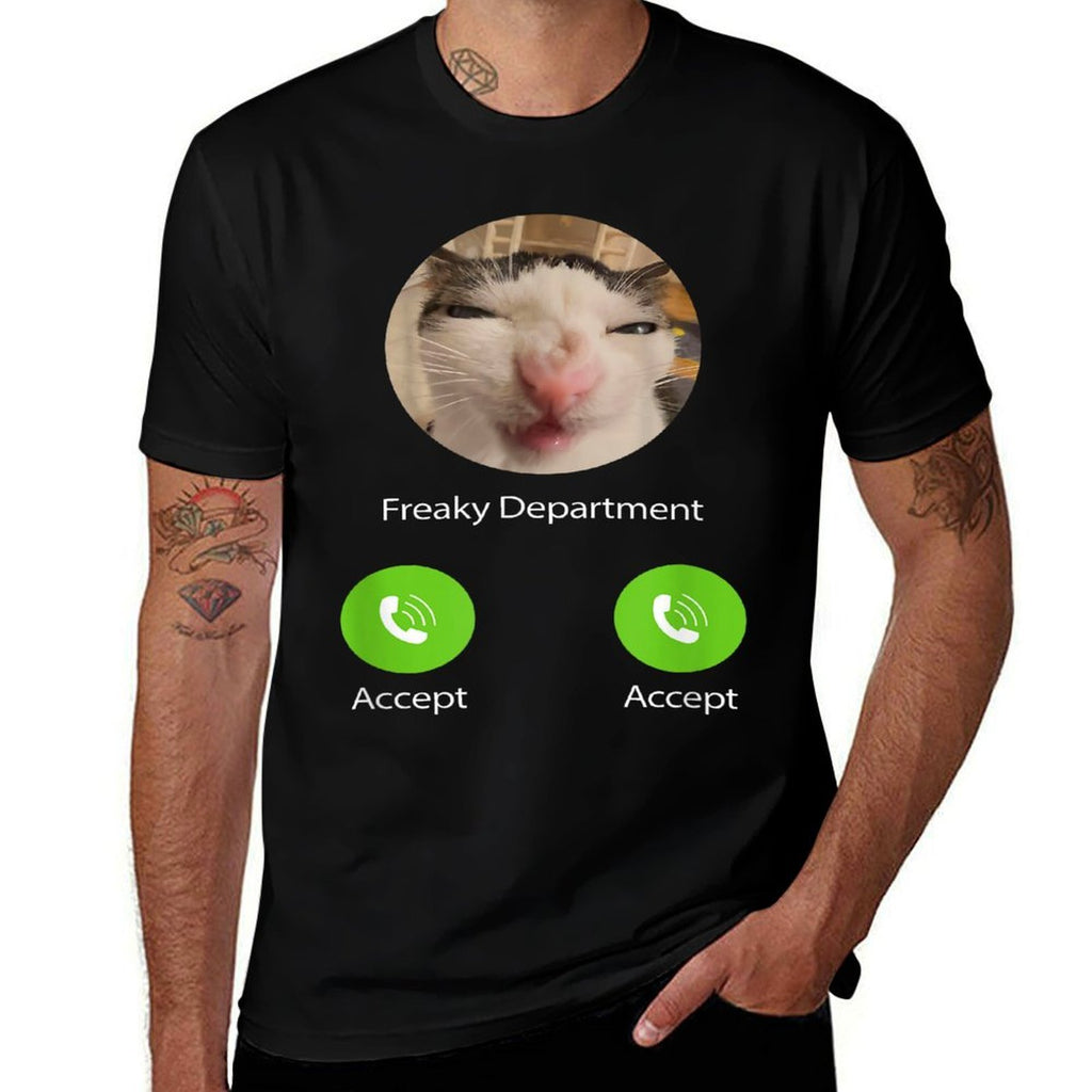 Freaky Department Funny Cat Meme  Wrinkle-resistant T-Shirt