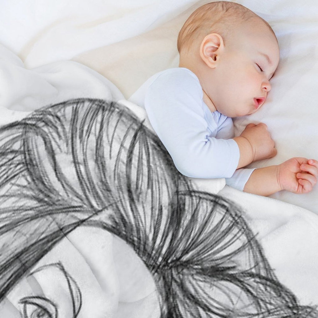 FRANCOISE 1946  Vintage Abstract Charcoal Print All-season Throw Blanket