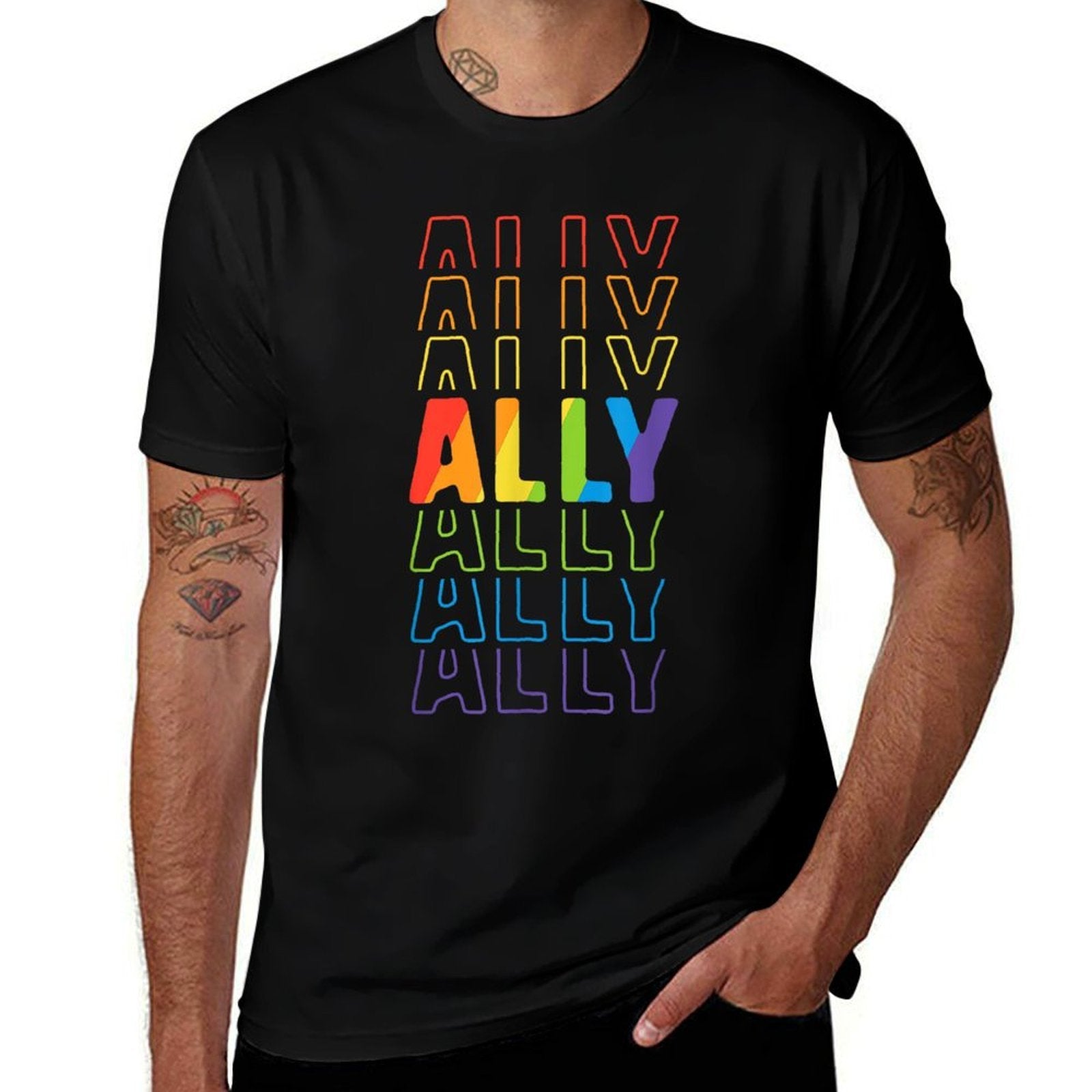Ally LGBT Pride Rainbow Parade Ally March Mom Women  Easy-care T-Shirt