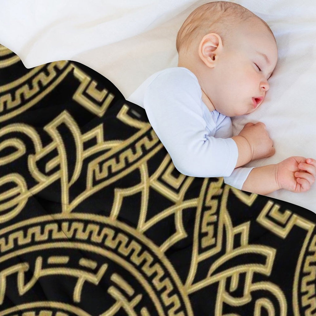 BLACK AND GOLD FABRIC DESIGN Anti-pilling Throw Blanket