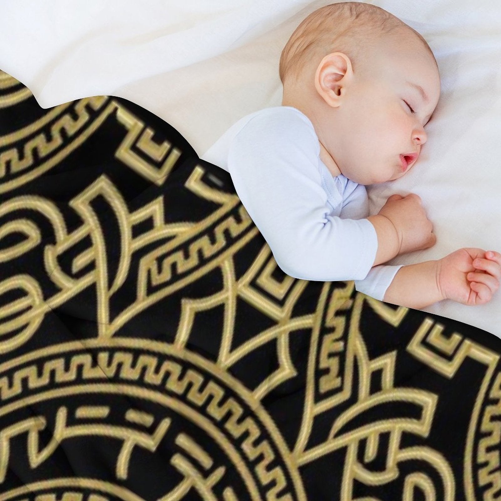 BLACK AND GOLD FABRIC DESIGN Anti-pilling Throw Blanket