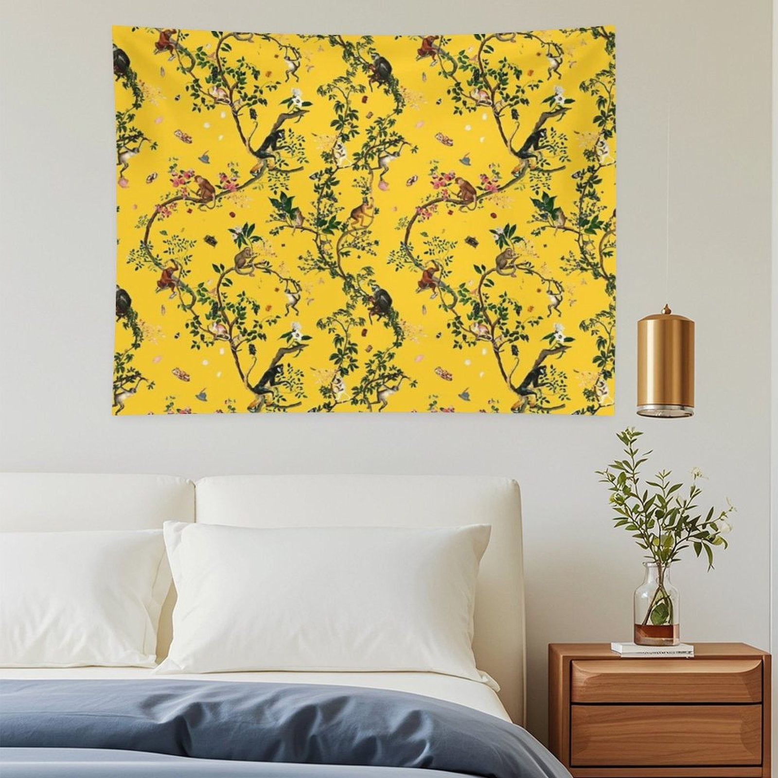 Monkey World Yellow Tapestry