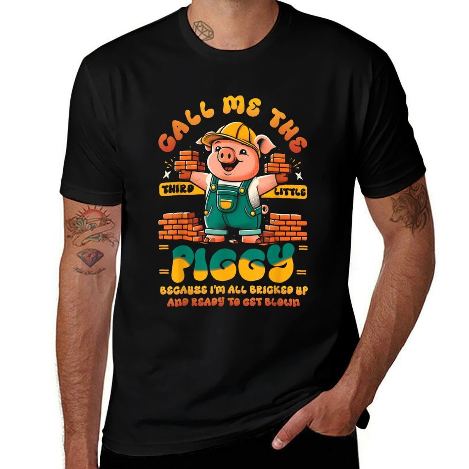 Call Me The Third Little Piggy Because I M Bricked Up Meme  Heathered Texture T-Shirt