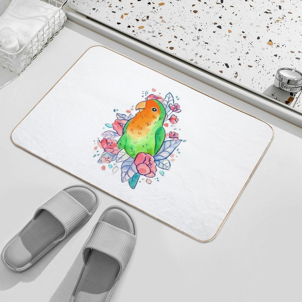 Flowery Lovebird Durable Bath Mat