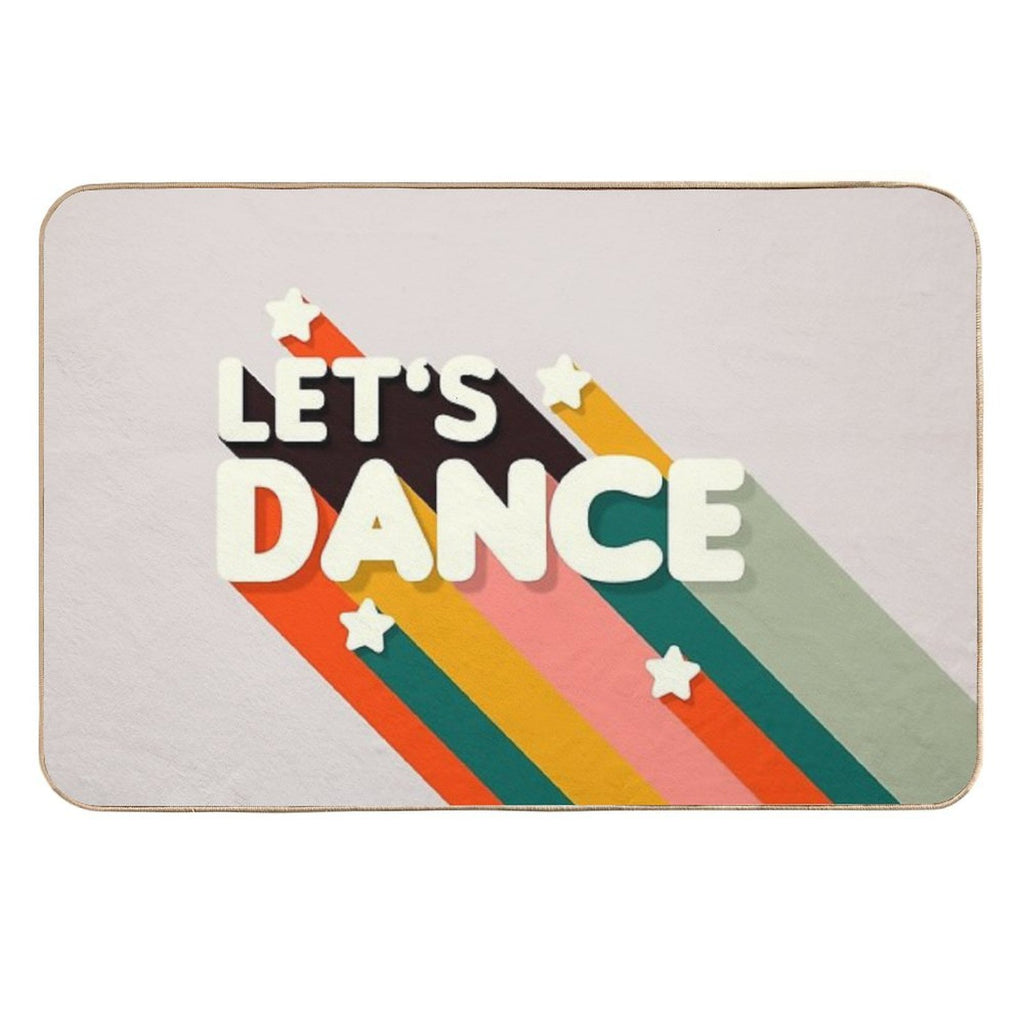 Let's Dance Retro Rainbow Text  Stain-Proof Bath Mat