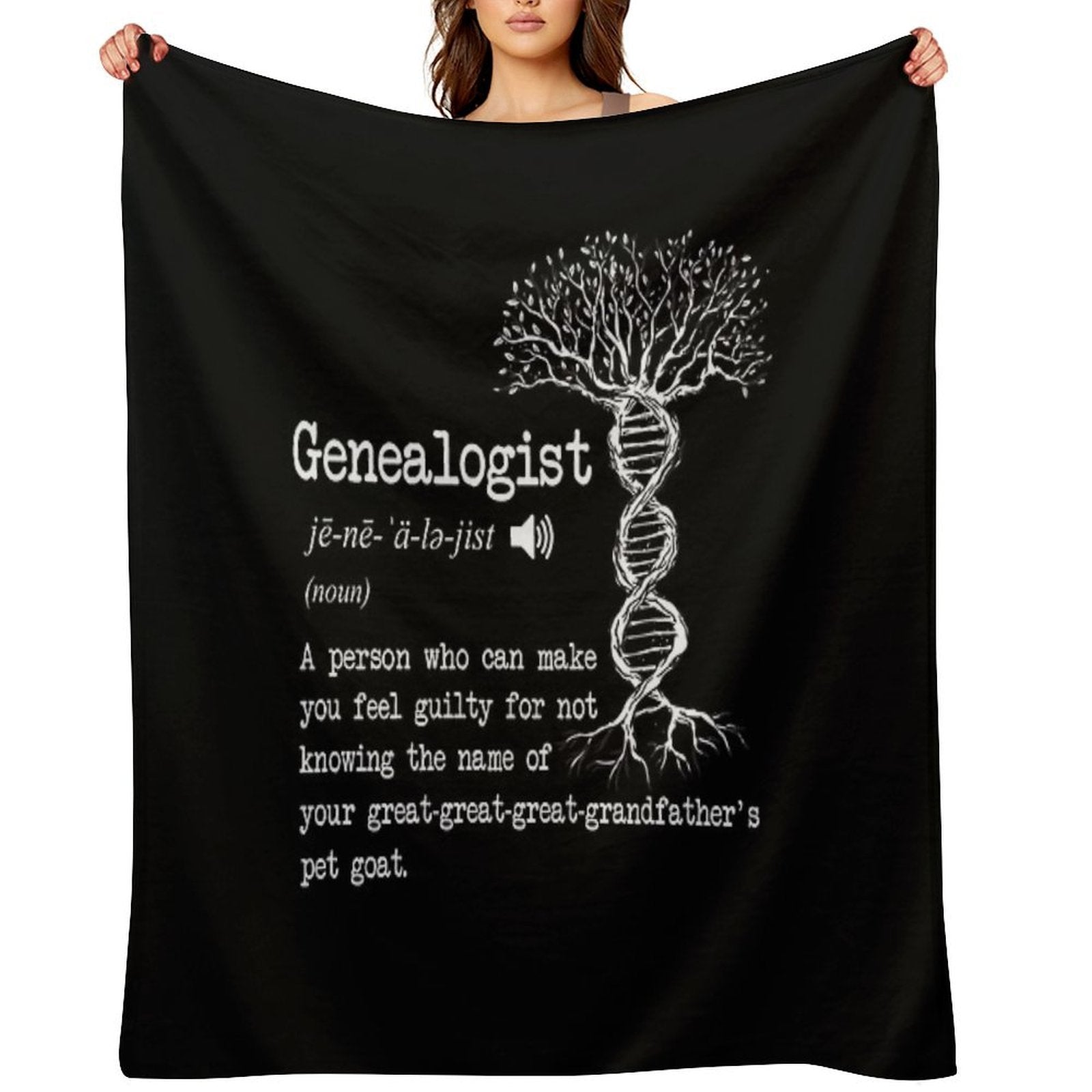 Funny Genealogist Definition Family Researcher History Tree Lineage Anti-pilling Throw Blanket