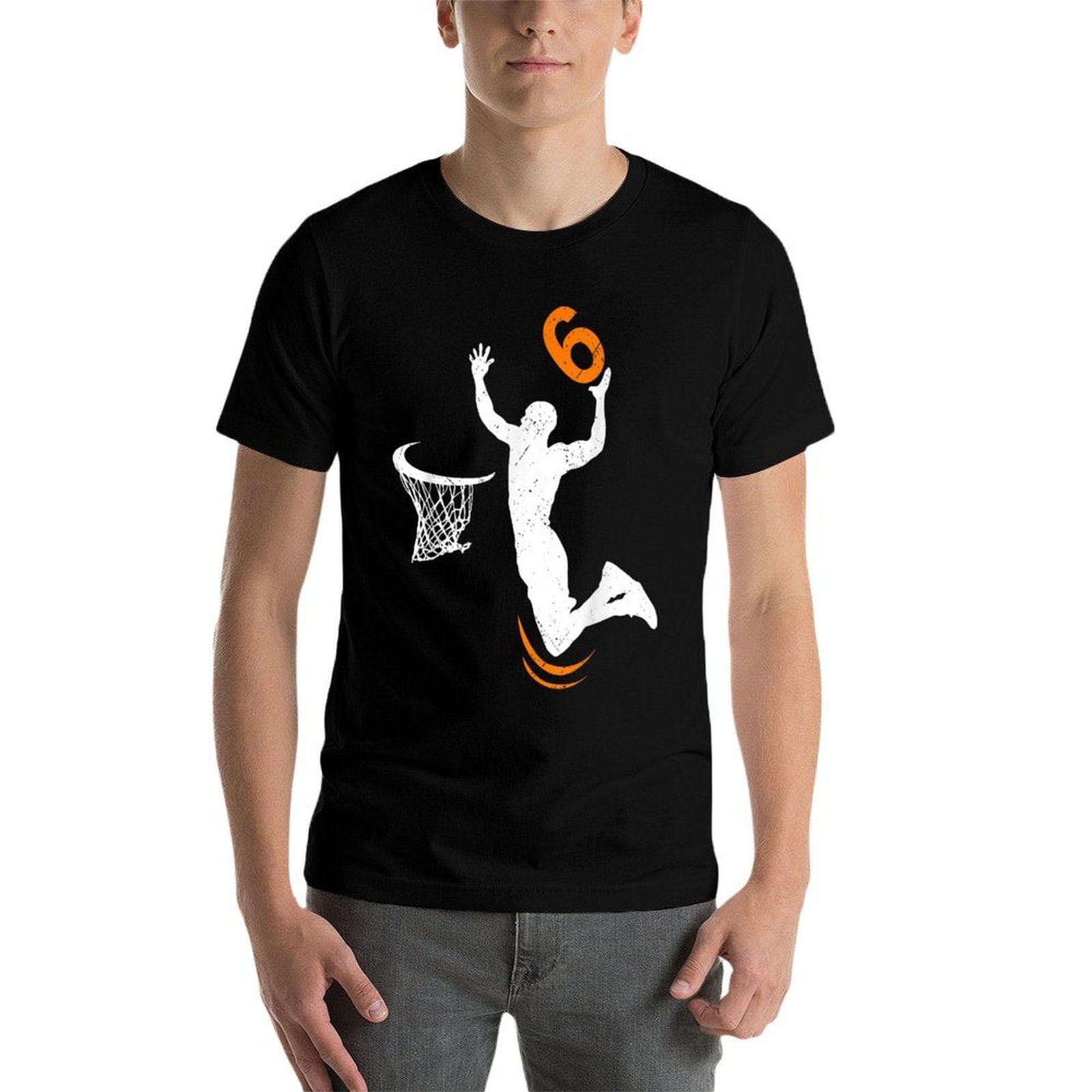 6 Year Old Basketball Dunk 6th Birthday Party Boys  Polyester Blend T-Shirt