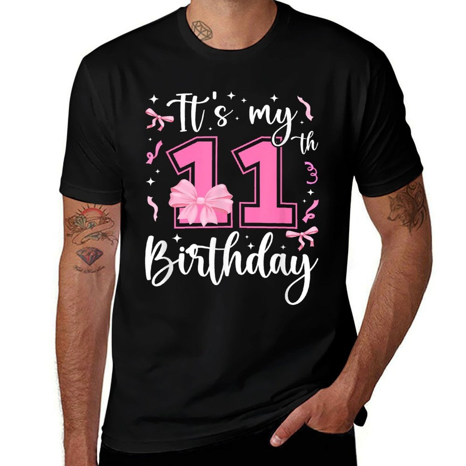 11th Coquette Themed Birthday Eleven Year Old Girl Bow Comfortable T-Shirt