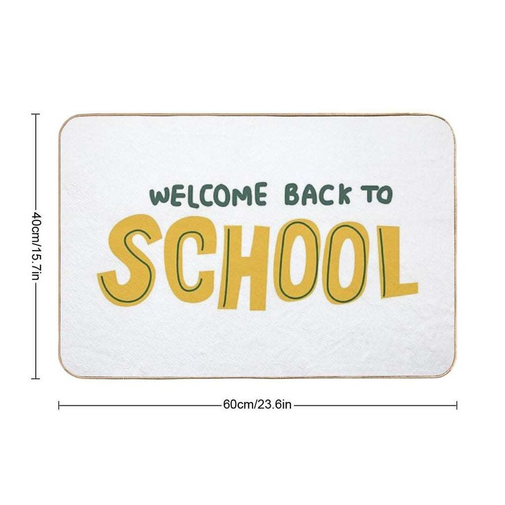 Back to School Hand Drawn Yellow Text  Pet-Safe Bath Mat