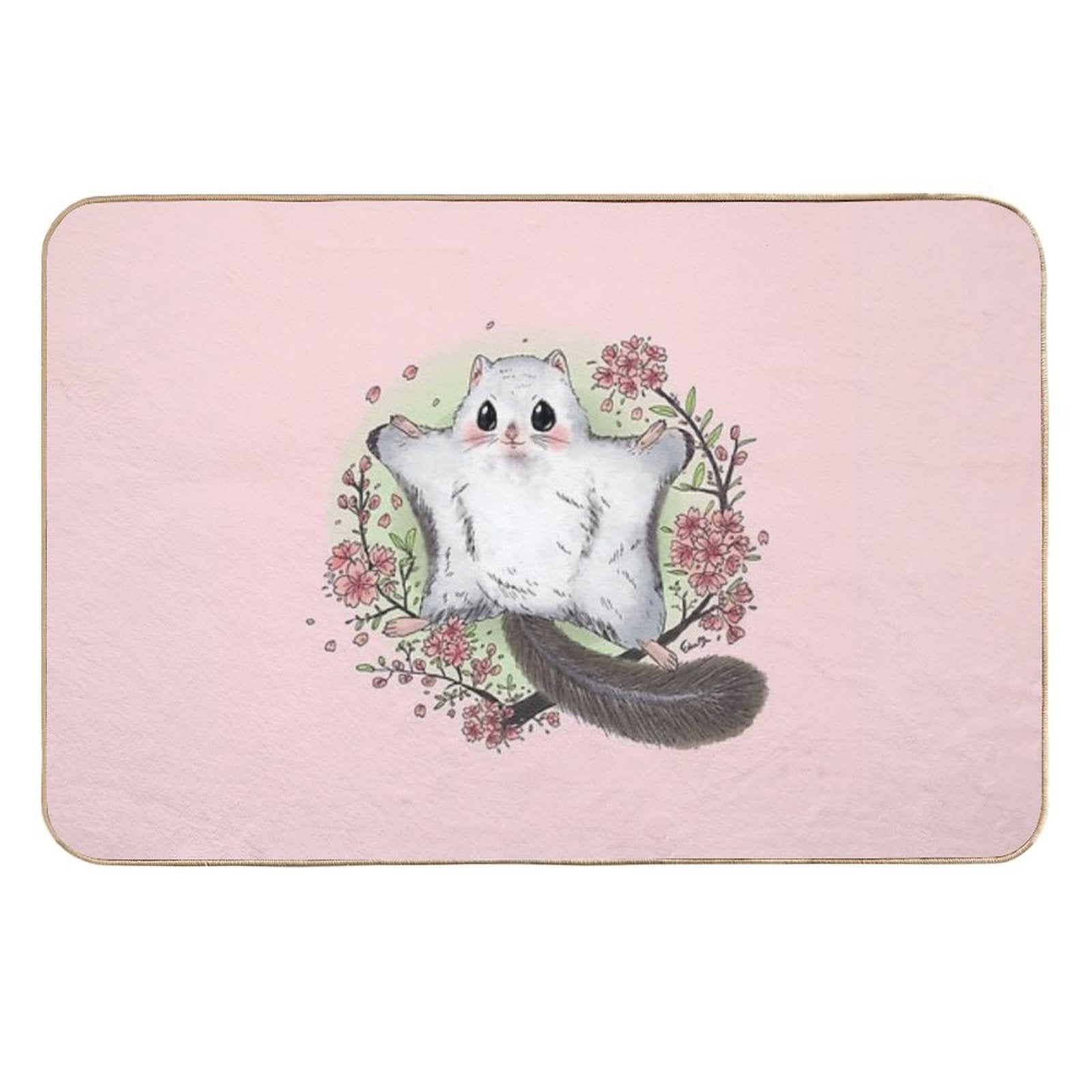 Flying Squirrel with Cherry Blossom  Rapid-Drying Bath Mat