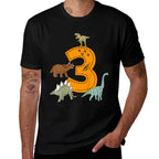 Kids 3rd Birthday Boys Dino Dinosaurs Birthday  Slim-fit Cut T-Shirt